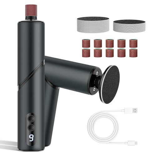 ofottofo Lima Electrica Pies Durezas Plegable, Pedicura Profesional para Pies Recargable,9 Velocidades Ajustable Lima pies Durezas con Reemplazables de Papel Abrasivo para Piel Muerta Callos(Gray)