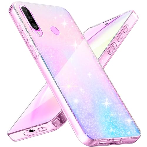 Eherui Glitzer Hülle für Huawei P30 Lite, Transparent Handyhülle Bling Weiche TPU Silikon Stoßfest Kratzfest Schutzhülle für Frauen & Mädchen für Huawei P30 Lite, Durchsichtig