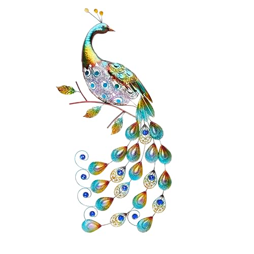 Christmas Concepts® 81cm (32 Pouces) Peacock en métal coloré avec Bijoux Tail Wall Art - Décoration de Jardin intérieur/extérieur