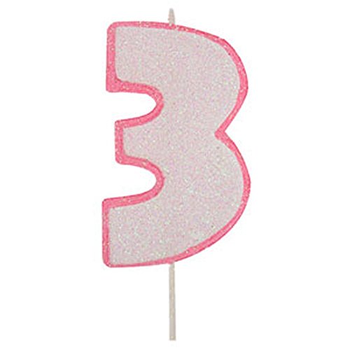 Candela Numero Glitter Rosa per Torta di