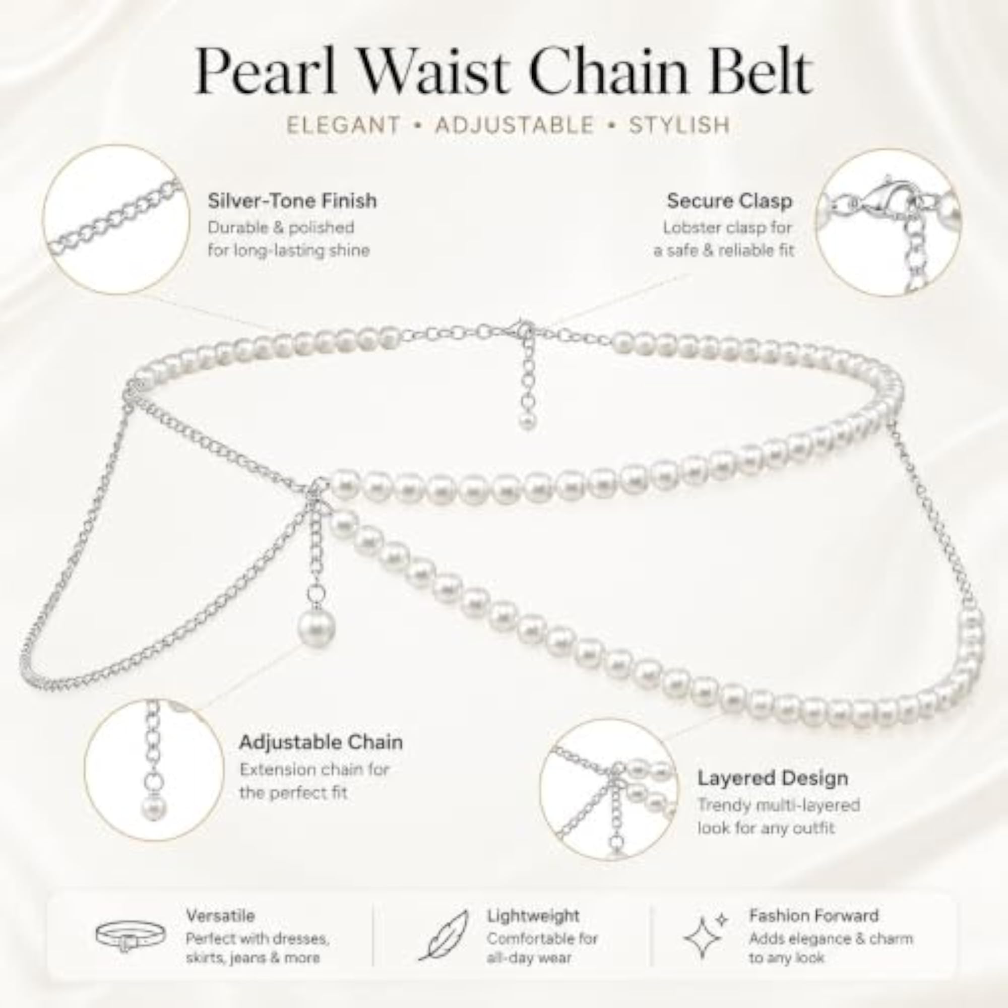 Women's Summer Multi-Layered Long Big Pearl Waist Chain Belt