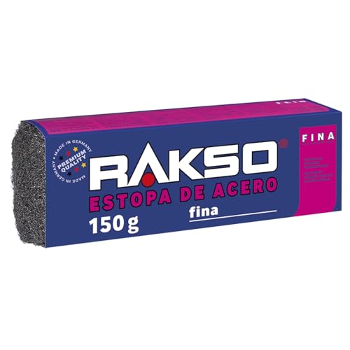 RAKSO Virutas de acero finas - 150 g, 1 banda, lija madera porosa, elimina la suciedad muy gruesa, material aislante y filtrante