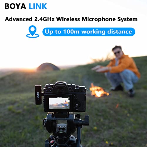 Boya Boyalink Wireless Lavalier Microphone For Vlogging, 2.4Ghz Dual-Channel Lapel Microphone System For Smartphones, Dslr Camera, Camcorder, Tablets, For Youtube Video, Facebook Livestream, Tiktok #TOP2