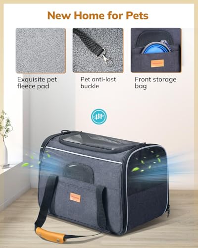 Morpilot Cat Carrier Airline Approved Pet Carrier Portable Dog Hand Bag Breathable Small Travel Cage with Adjustable Shoulder Strap and Collapsible Bowl - Image 5
