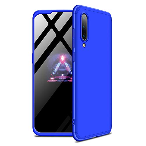 AChris XiaoMi Mi 9 Funda Phone Case con Vidrio Templado Pantalla Protector 3 en 1 Caso Cover Duro PC Thin Shockproof Anti Huella Digital- Azul