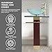 Renovators Supply Manufacturing Bohemia Modern Glass Pedestal Sink Combo Crystal Clear Tempered Glass Countertop Bathroom Vanity Vessel Sink, Gold Plated Faucet, Drain, Towel Bar and Wood Pedestal