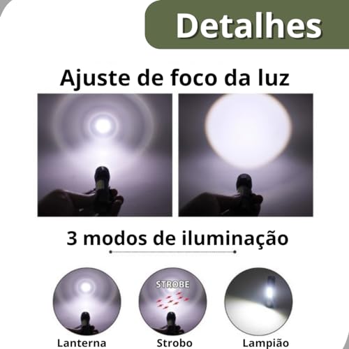 Mini Lanterna Tatica Led Alumínio Super Forte Recarregavel Usb