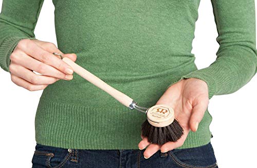 Image of Redecker Dish Brush, Horsehair Bristles, 2 Inch Round, Single - Wooden Dish Brush for Glassware & Everyday Dishwashing, Made in Germany