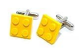 JeffJeffers Men's Lego Plate Cufflinks - Funky Retro Cool Cuff Links Yellow