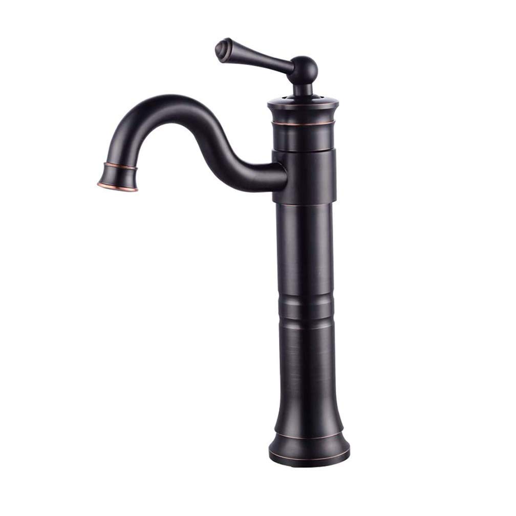 Bateria łazienkowa, retro czarna bateria łazienkowa Jednouchwytowa bateria zlewozmywakowa Krany umywalkowe Baterie ciepłej i zimnej wody, Obrotowe o 60°, Wysoka wylewka, Wykonane z mosiądzu