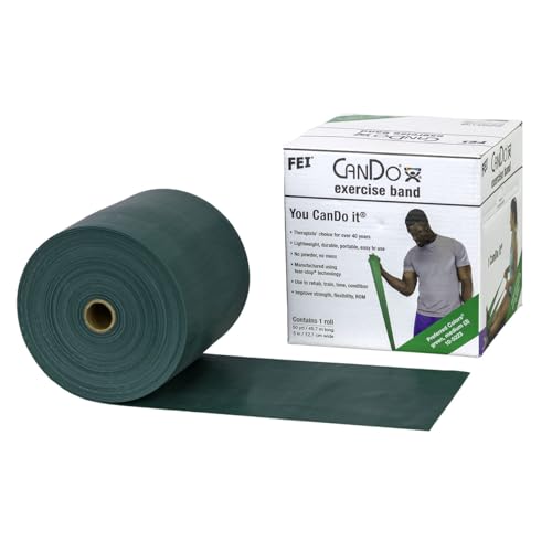 CanDo Low Powder Exercise Band, 50 yard roll, Green: Medium