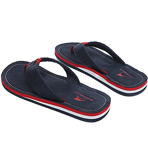 Image of Quickshark Mens Flip Flops Leather Thong Sandals Arch Support Beach Slippers