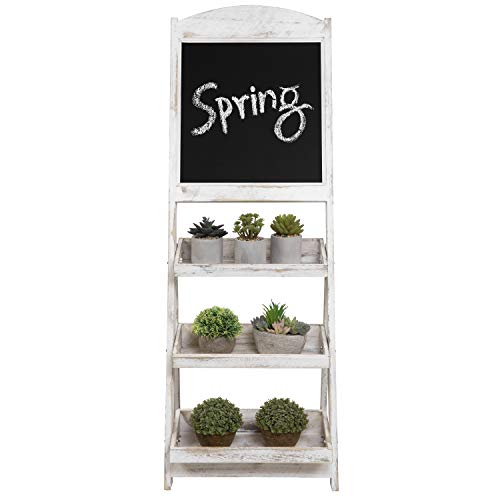 Mygift Shabby Whitewashed Wood Chalkboard Easel With 3 Display Shelves #TOP6