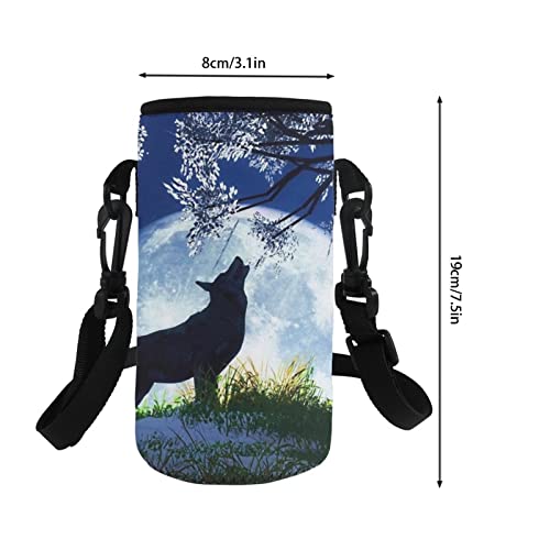 COEQINE Kids Adult Water Bottle Carrier Bag,Print Floral Wolf,Neoprene Portable Insulated Bottle Sling Holder Bag,for Stainless Steel and Plastic Bottles - Image 4