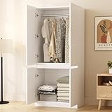 Grand espace de rangement avec double porte : Ce placard compact offre un compartiment spacieux derrière ses deux portes battantes, idéal pour ranger vêtements, sacs à main, chaussures ou accessoires. Sa capacité généreuse permet de garder une chambre bien organisée sans encombrement visuel