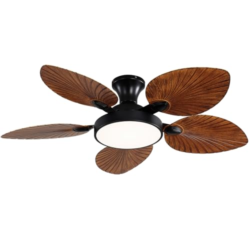 Fanyank Tropical Ceiling Fans with Lights and Remote,46 Inch Palm Leaf Ceiling Fan for Patios Porch...
