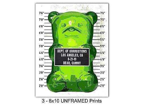 Gummy Bear Mugshot Modern Pop Art, Wall Art Set - Original 8X10 Poster Prints - Cool Unique Gift - Unframed Photo Pictures #TOP3