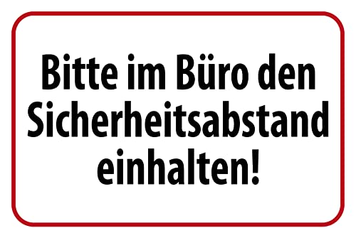 Cartel de chapa de 30 x 20 cm. Cartel de advertencia: por favor, mantener la distancia de seguridad en la oficina. - DekoNo7