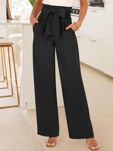 ANRABESS Womens Wide Leg Palazzo Pants Belted High Waisted Business Casual Flowy Long Trousers with Pockets3