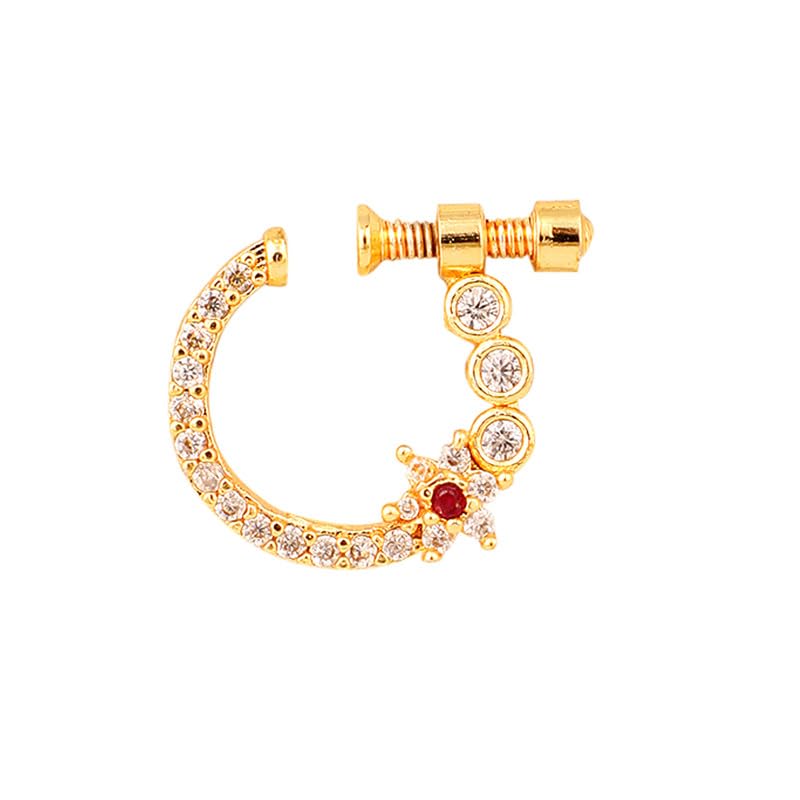 opal touch Women Nose pin/Nath Nose Ring Traditional Jewellery-Red CZ Gold Nose Pin-picture-30