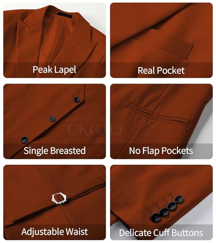 Men Slim Fit 3 Piece Suit Wedding Groom 2 Button Blazer Peak Lapel Solid Suit Single Breasted Vest & Pants Sets4