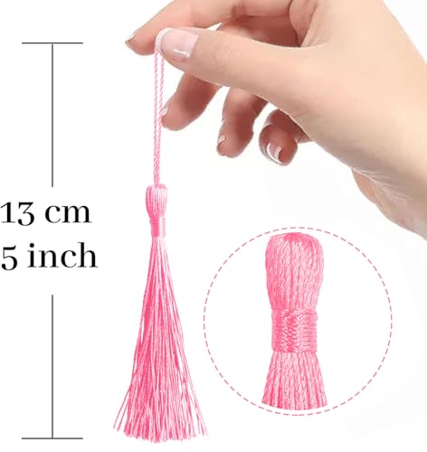 Creatrill 100 Pcs Pink Mini Tassels 13cm/5 Inch with Loops for Bookmarks, Jewelry Making, DIY Projects by CREATRILL - Image 2