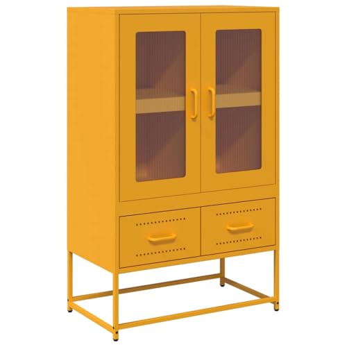vidaXL Aparador de Acero Amarillo Mostaza 68x39x111,5 cm, Armario, aparador, Armario Alto, Mueble Auxiliar, Armario de almacenaje, aparador Alto