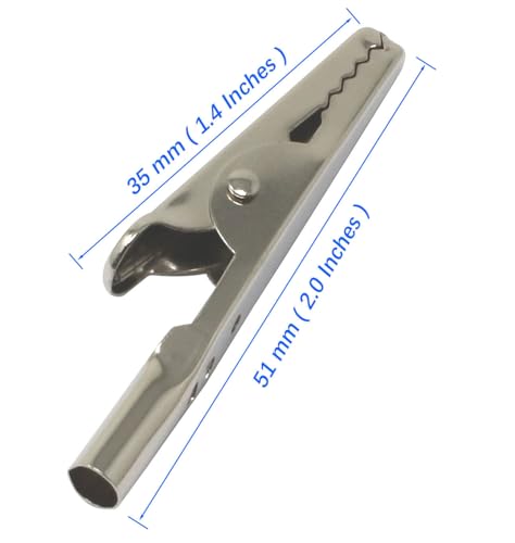Image of iExcell 100 Pcs 2 inch /51mm Steel Alligator Clips Crocodile Clamps,Silver Tone Nickel Plated, Come in a Plastic Case