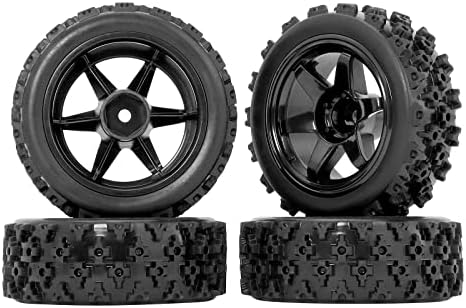 RC Station 4PCS Preglued RC Rally Tires and Wheels OD 2.8" Width 1.06" 12mm Hex Wheels and Tires with Foam Inserts for Wltoys 144001 Losi etc for 1/12 1/14 1/16 1/18 RC Off On Road RC Car