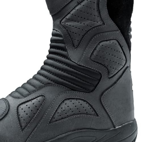 Image of Raida Explorer Motorcycle Boots | Ankle, Shin, & Heel Protection | Memory Foam Insole | Leather (Grey, 9)