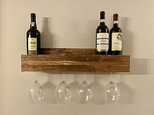 Ogesta Wall Mounted Wine Glass Rack 4 + 4 = 8/10 Wine Glass Holder (Hanger) Rustic Wooden Wine Glass Hanging Rack for Kitchen Storage Wine Glass Rack Wall Mounted.(Brown Polish)-image-10