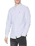 Cuello con botones. ORIGINAL PENGUIN Cotton Oxford Striped Slim FIT Shirt Camiseta DE ALGODÓN, 424 Amparo Azul, L para Hombre