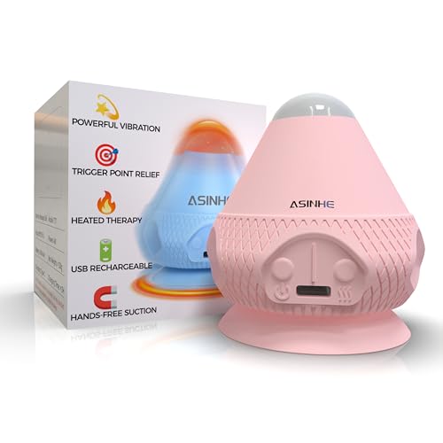 Asinhe Vibrating Massage Ball with Heat & Suction Cup, Self-Massage Tool for Deep Tissue Muscle Relief, Hands-Free Physio Recovery for Back, Neck, Legs, Portable Heated Trigger Point Massager