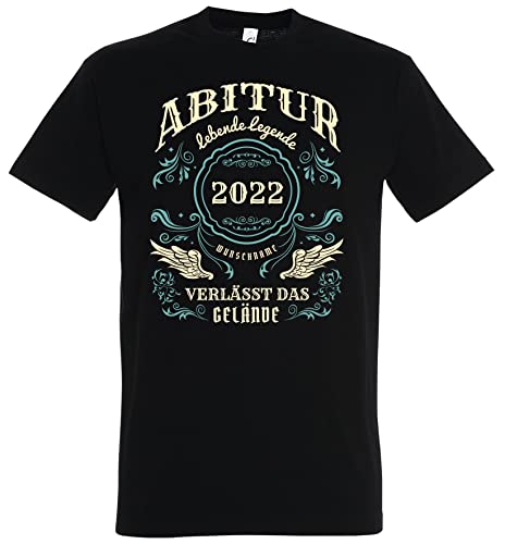 T-shirt personnalisable Abitur 2022 - Nom de la légende vive quitte le terrain Abishirt Abi 2022 - T-shirt amusant et amusant, Noir , S Cover