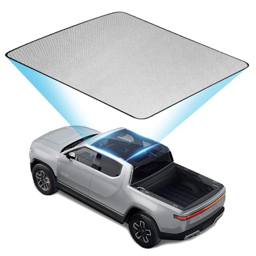 Glass Roof Sunshade Compatible with Rivian R1T Accessories 2025 2024 2023 2022, Foldable Top Window Sun Shield Covers Block UV Rays Heat Insulation