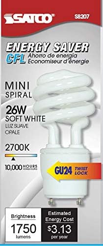 Miniatura 3 de Satco S8207 - Lámpara fluorescente compacta de 26 W 2700K GU24 base mini espiral de 26 W, 120 W Equal6