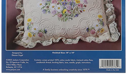 Janlynn Candle Wicking Embroidery Kit, Wildflowers and Butterfly Pillow 14" x 14" - Thumbnail 3
