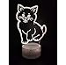 Produktbild Niedliche Haustiere Katzen Tier 3D Lampe für Mädchen Nachtlicht Batteriebetriebene USB LED Nachtlichtlampe Cool Dekorativ für Innen Schwarz Keine Fernbedienung