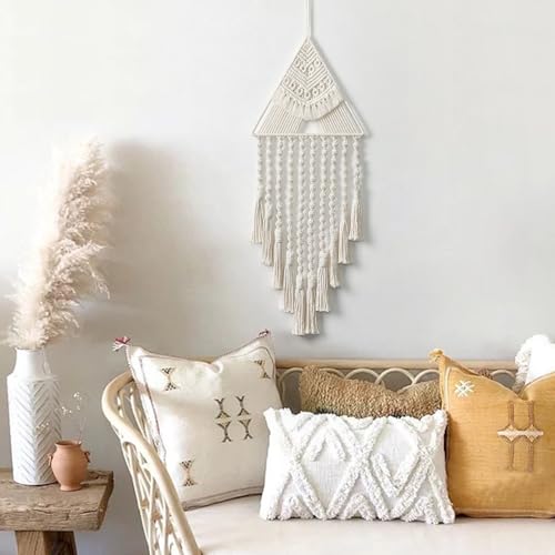 Tenture murale macramé en coton fait main pour déco bohème chic