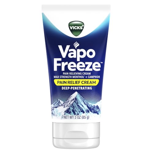 Vicks VapoFreeze Topical Pain Cream 3.0oz, Maximum Strength Menthol+ for Muscle Pain Relief, Joint Pain Relief, Knee Pain Relief, Back Pain Relief, Cream for Pain Relief, Topical Pain Relief
