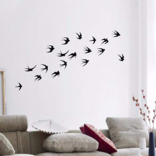 Bricolage Hirondelle Noir Autocollants Sculptés Maison Créative Intérieur Confortable Fond Décoration Murale Stickers Muraux 55X60 Cm