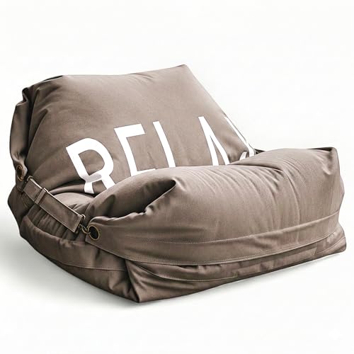 Aiire Sillón Puff Gigante de Diseño - [180x140] Sofa Puf con Relleno Incluido XXL - Bean Bag Chair Salon para Jóvenes y Adultos Moderno - Lavable y Desenfundable - Cojin de Suelo Grande Relax Marrón