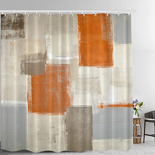 Batmerry Beige Abstract Art Decor Shower Curtain