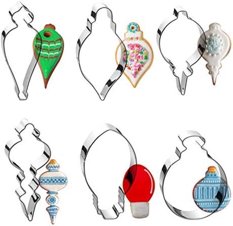 Christmas Ornament Cookie Cutter Set -6 Pieces In Assorted Designs - Stainless Steel