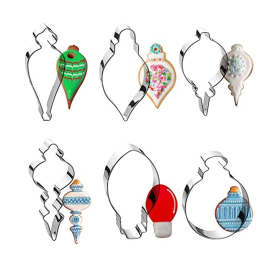Christmas Ornament Cookie Cutter Set -6 Pieces In Assorted Designs - Stainless Steel