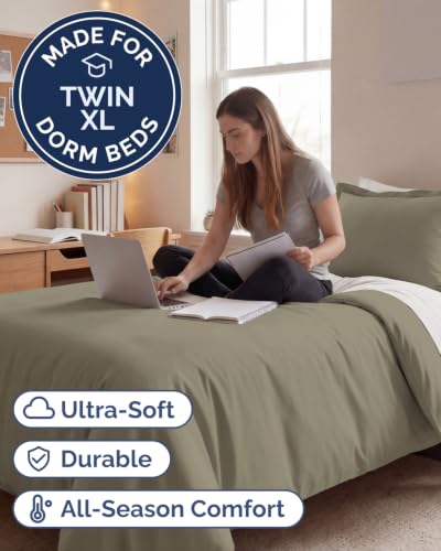 Image of Duvet Cover Twin /Twin XL - 2 Piece Set, College Dorm Room - Khaki