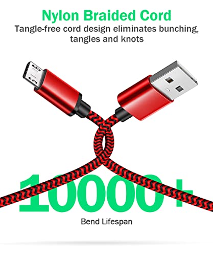 2Pack 10Ft Long Micro Usb Android Charger Cable Fast Quick Charging For Amazon Kindle Fire Hd 6 7 8 10(1-8Th Gen) Hdx 8.9" 9.7" Tablets And E-Reader(3Rd-11Th), Xbox One S/X/Elite, Ps4 Pro/Slim #TOP4