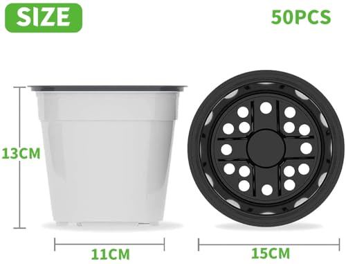 Miniatura 5 de Latern 50pcs 15cm Macetas De Plantas De Plástico, Blanco Ligero Macetas De Inicio De Semillas Macetas De Plántulas De Vivero Contenedor De Plantas De Flores 15 X 13cm