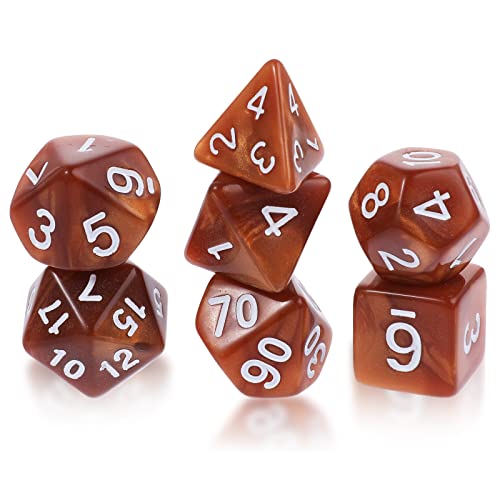 Lot de 7 dés DND pour Donjons et Dragons, nébuleuse violette, dés polyédriques pour jeux de rôle D&D D20 D12 D10 D8 D6 D4 (doré)