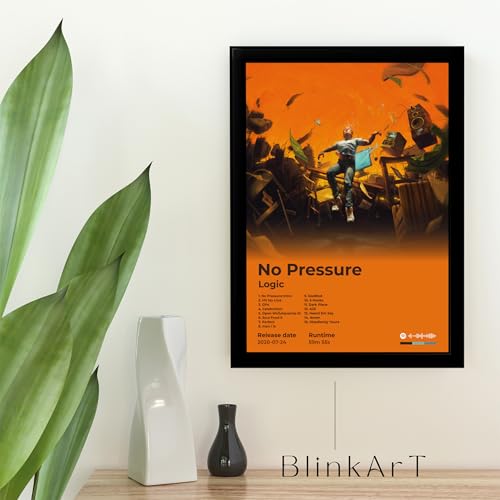 Image of BLINKART logic - No Pressure Wall Photo Frames | Wall Art for Bedroom, Living Room, Studio or Office | Album Cover Print with Spotify Song Link QR Code | Gift for Fans - 8x12 In